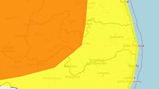 Paraíba está em alerta de chuvas intensas até a noite deste sábado (4)