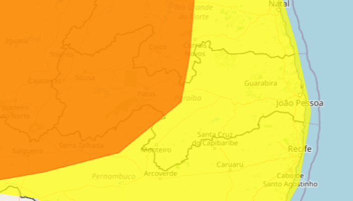 Paraíba está em alerta de chuvas intensas até a noite deste sábado (4)